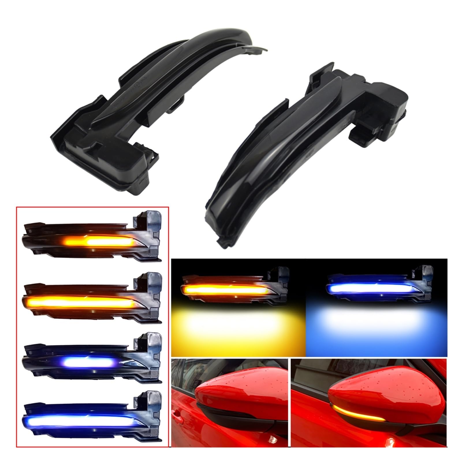 Lámparas incandescentes Luz LED De Señal De Giro Dinámica, Luces Indicadoras De Espejo Lateral Intermitente Para Focus Mk4 Ab Bj 2019 2020 (Color : Dynamic Blue, Talla : 1 UK)