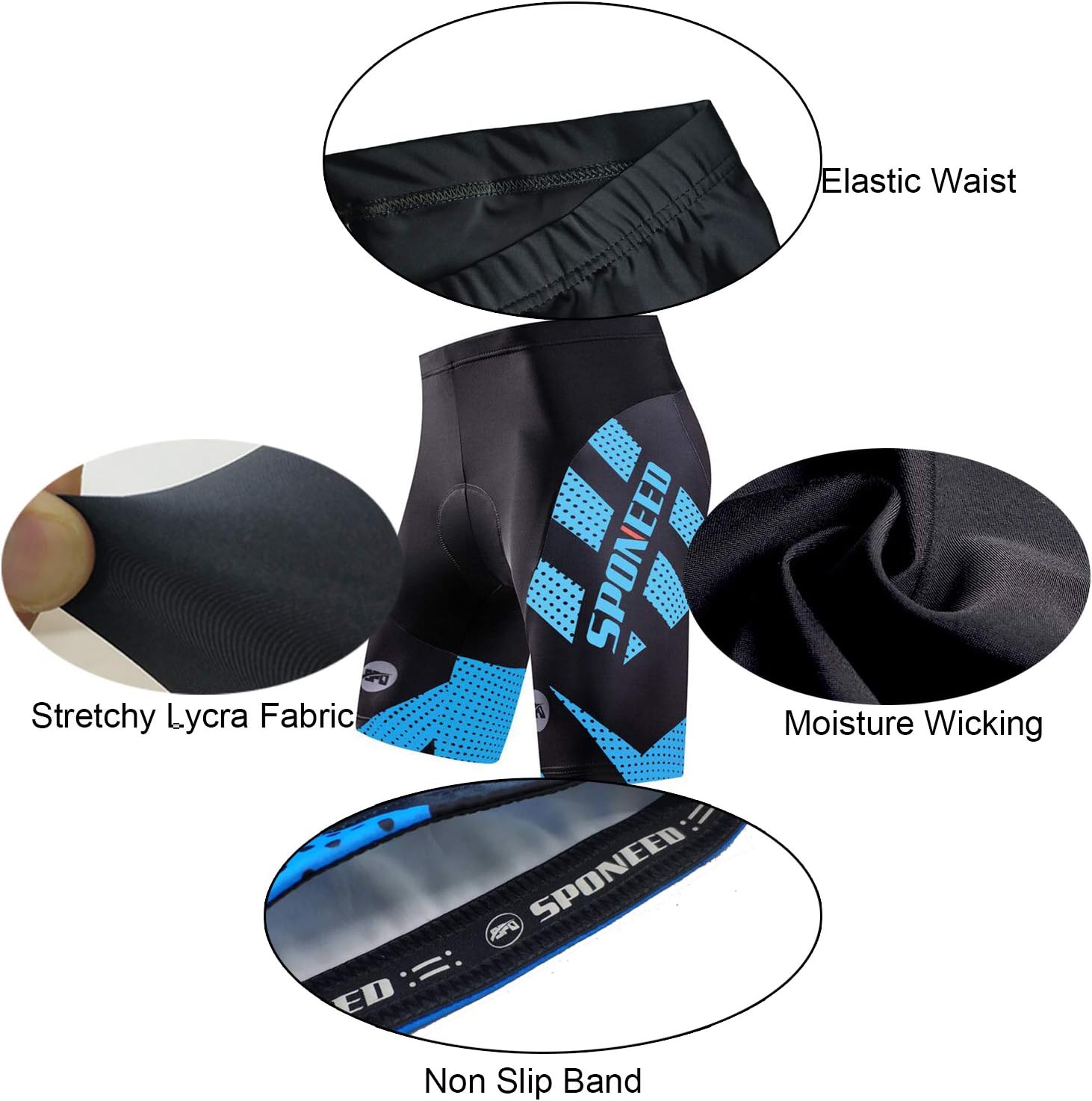 sponeed Men's Cycling Shorts Padded Bicycle Riding Pants Bike Biking Clothes Cycle Wear Tights