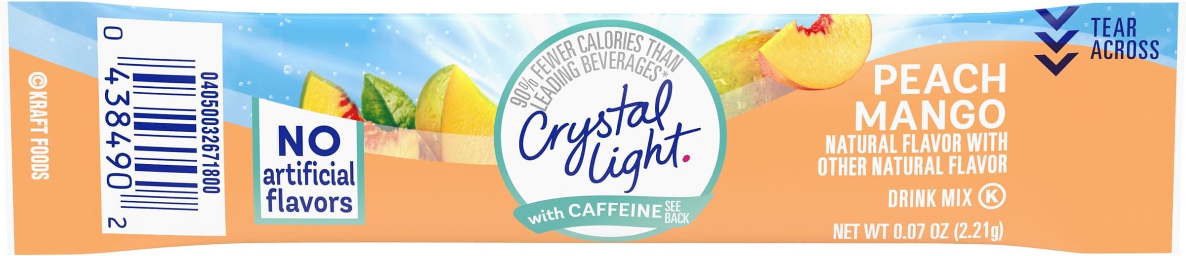 Crystal Light Peach Mango On-The-Go Powdered Drink Mix with Caffeine, 0.07 oz Packet