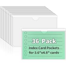 NIUBIER Storage Bin Labels, 36 Pcs Clear Adhesive Pockets for 34.5 in Card | Removable Tote Label Stickers, Index Card Holder for Tote Box Bins Cabinet, Plastic Label Holders, Waterproof, Sticky Backing