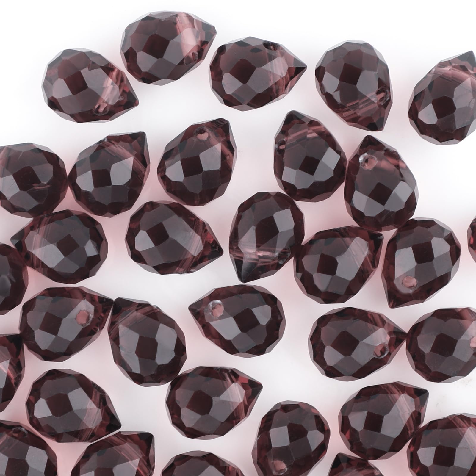Nexlynk 100PCS Crystal Glass Beads 8×10mm, Burgundy Faceted Teardrop Shape Beads, Shiny Crystal Beads Bulk for Jewellery Making, Necklace Bracelet Earring DIY Craft Projects