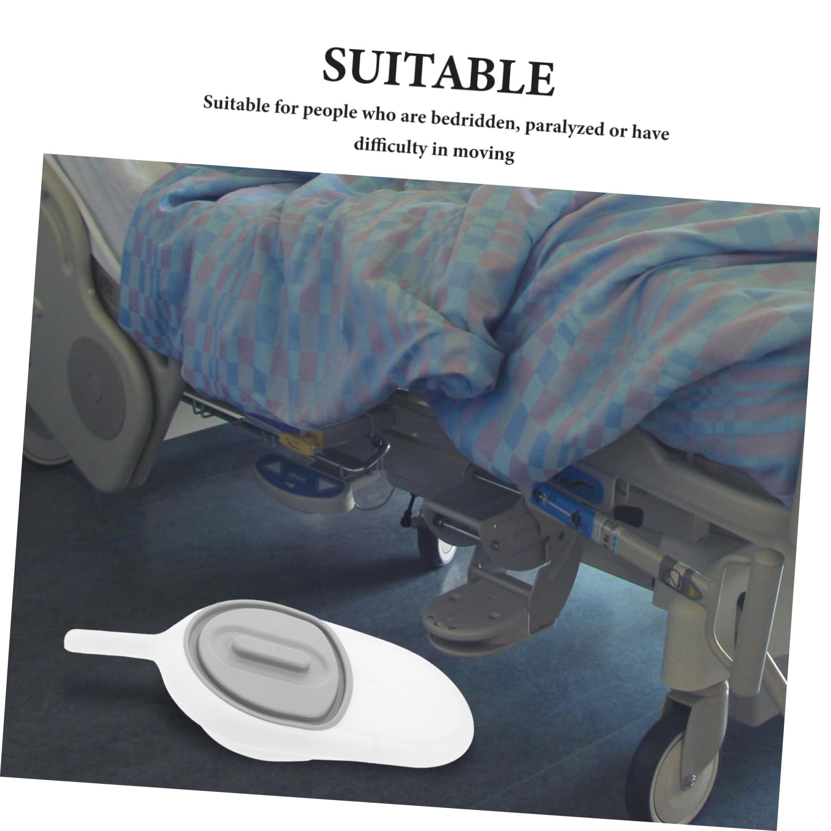 Mikinona Padella per Anziani con Manico in Plastico, Design Inclinato, Facile da Pulire, per Assistenza a Pazienti Allettati e Intestinali