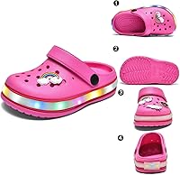 Vista 2 de XPKWS - Zuecos de jardín con luces LED, antideslizantes, ligeros, para niños y niñas