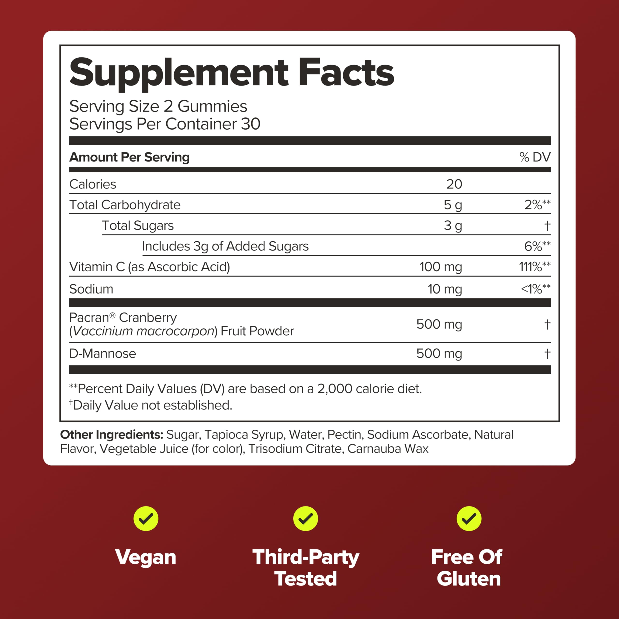 URO Urinary Tract Gummy Vitamins with Pacran® Cranberry – 30 Servings — Amazon image 5