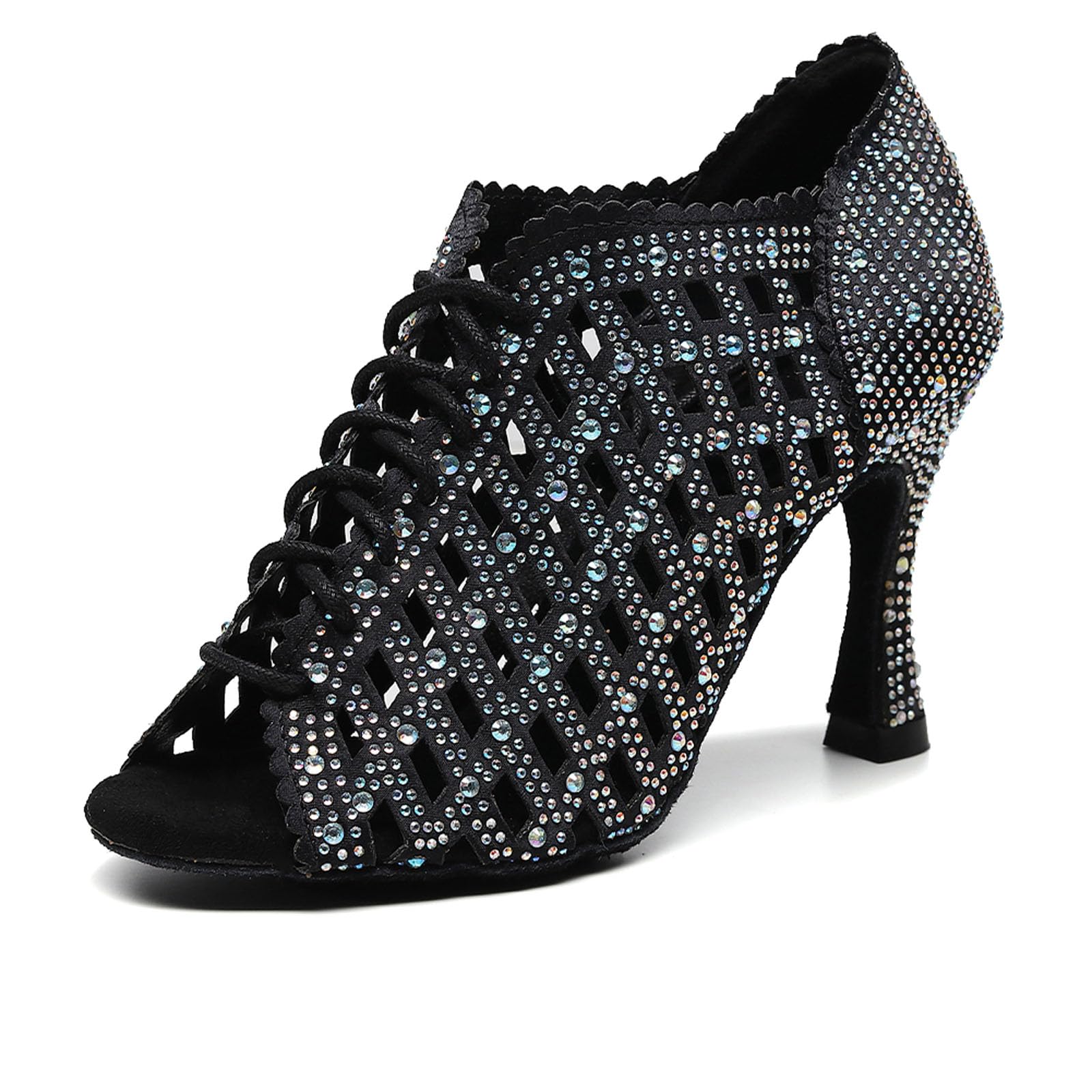 SWDZM Scarpe da Ballo Stivaletto Latino Americano Donna con Strass alla Caviglia Scarpe da Ballo Salsa Latino Dress Party
