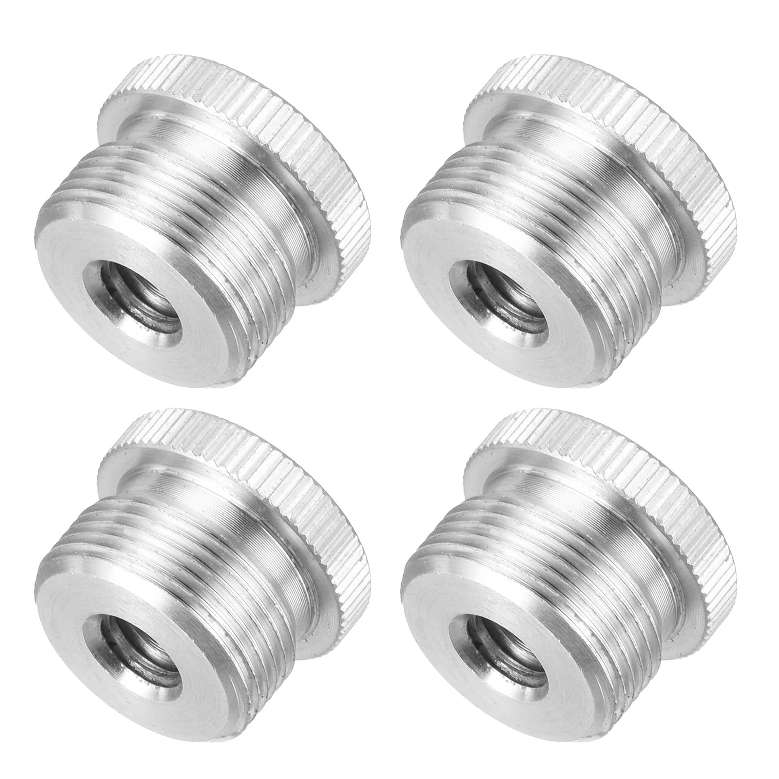 MECCANIXITY Mic Stand Adapter Female 1/4 In to 5/8 In Male Aluminum Alloy Mic Screw Adapter for Microphone Tripod Stand Silver 4 Pcs