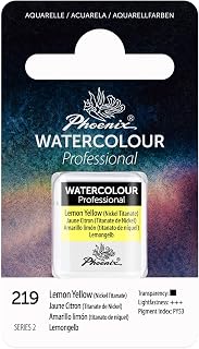PHOENIX Professional Watercolor Paint - Single Watercolor Half Pan - Lemon Yellow(Nickel Titanate) 219