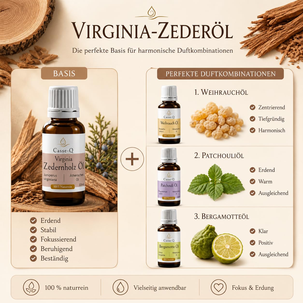 Virginia Zedernholzöl 500 ml 100% naturreines ätherisches Öl Duftöl | 100% naturreines Duft Öl, trocken, holzig-würzig, ideal für Diffuser, Duftlampe und Raumduft