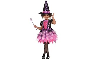 Amscan Girls Light-Up Sparkle Witch Costume for Halloween