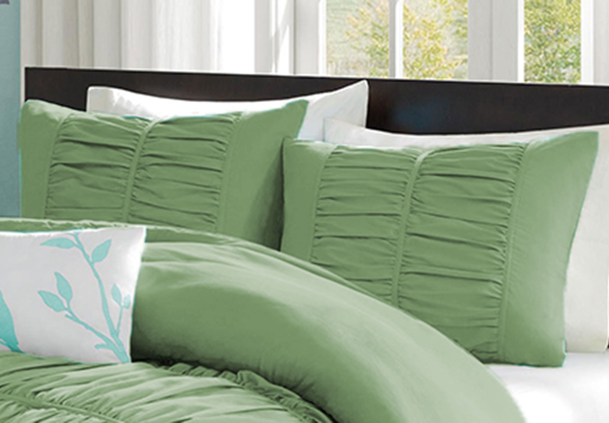 2 pares de fundas de almohada de algodón egipcio macizo de 600 hilos King 50 x 90 cm y color musgo