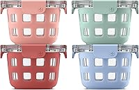 Vista 10 de Ello Duraglass Refresh - Juego de 4 recipientes de vidrio reutilizables de 2 tazas con tapas a prueba de fugas y mangas protectoras de silicona