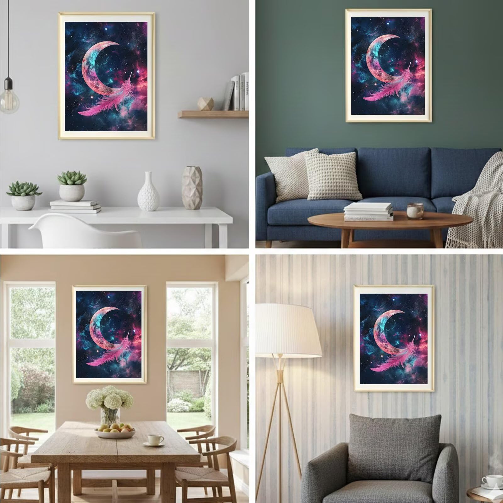 Dipingere con i Numeri Adulti Luna, Kit di Pittura a Olio su Tela DIY con Pennelli Pittura a Pigmento Acrilico, Paint by Numbers Cielo Disegno, Decora la Casa Regalo 70x100 cm (Senza Cornice)-#929k