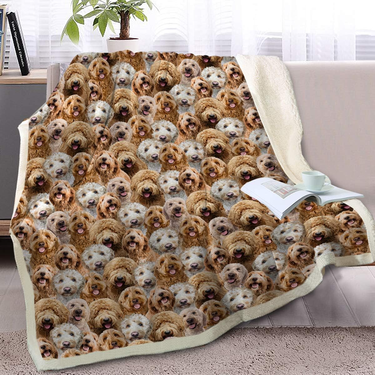 BlessLiving Fuzzy Dogs Blanket For Kids Adults Cute Puppy Fleece
