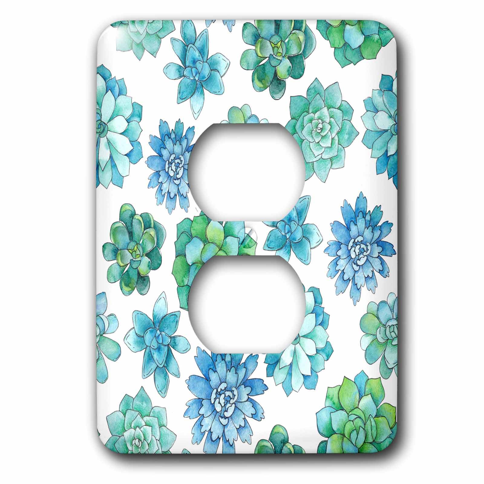 2 Bouchons de Prise au Motif Végétal de Succulentes Bleu et Vert lsp_255029_6