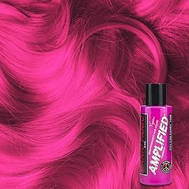 MANIC PANIC Cotton Candy Pink Hair Color - Amplified - (2PK) Semi Permanent Hair Dye - Bright Pink Cool Toned Color - Glows in Blacklight - Vegan, PPD & Ammonia-Free - For Coloring Hair on Women & Men