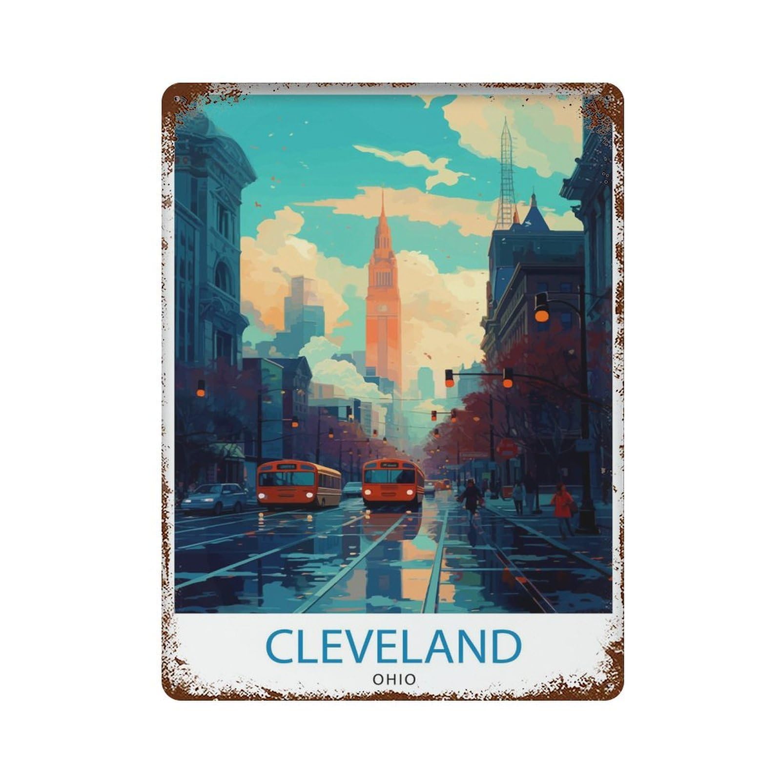 xiaoxiaoshen Cleveland Ohio Travel USA Clev_5 Wall Decor Art Metal Tin Poster Modern Home Decor Art Home Bar Shop Decorations Vintage Sign 40x30cm