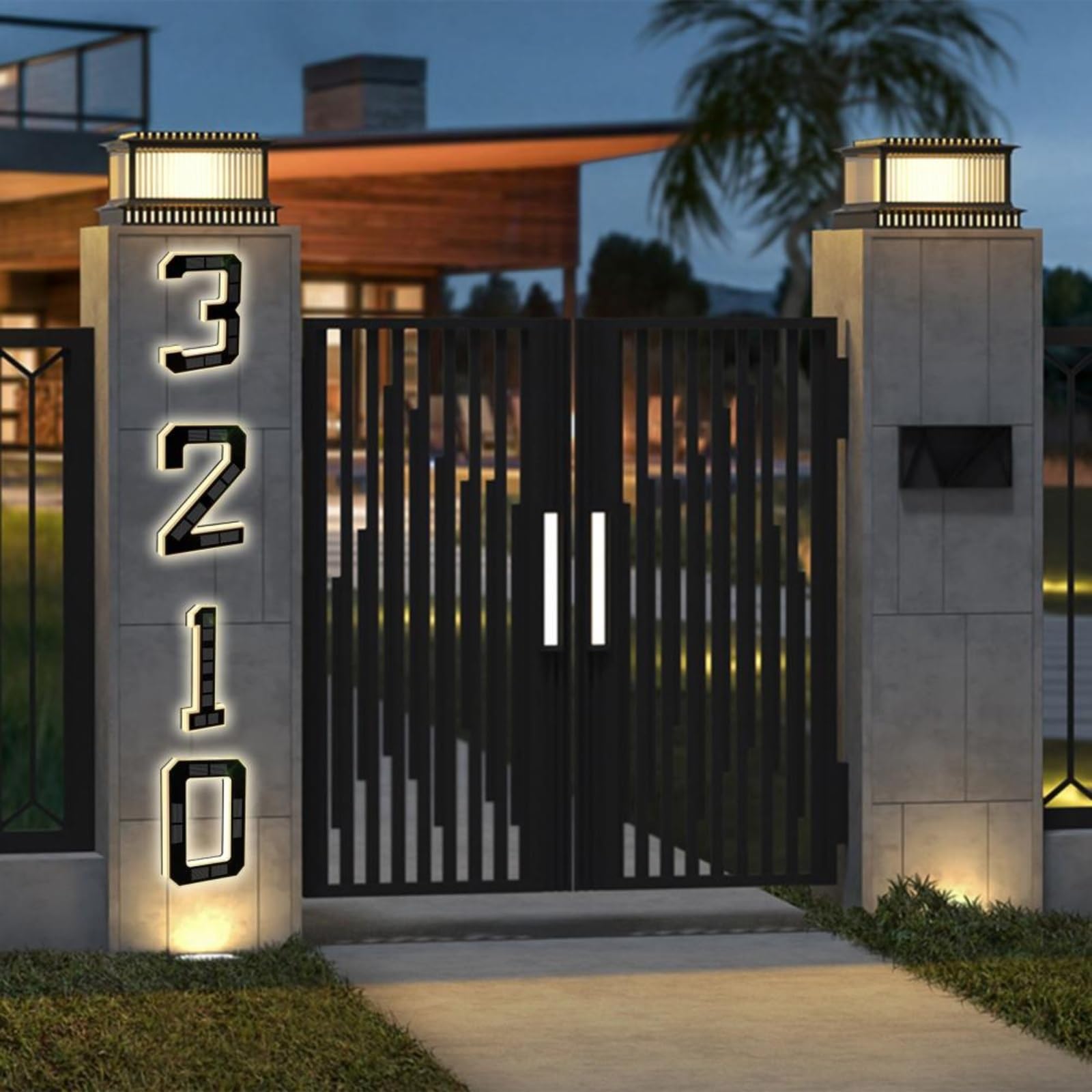 Numero Civico Solare, Sensore di luce Segno della casa Indirizzo principale moderno Numero solare Numeri impermeabili per esterni per la casa e il giardino(4)