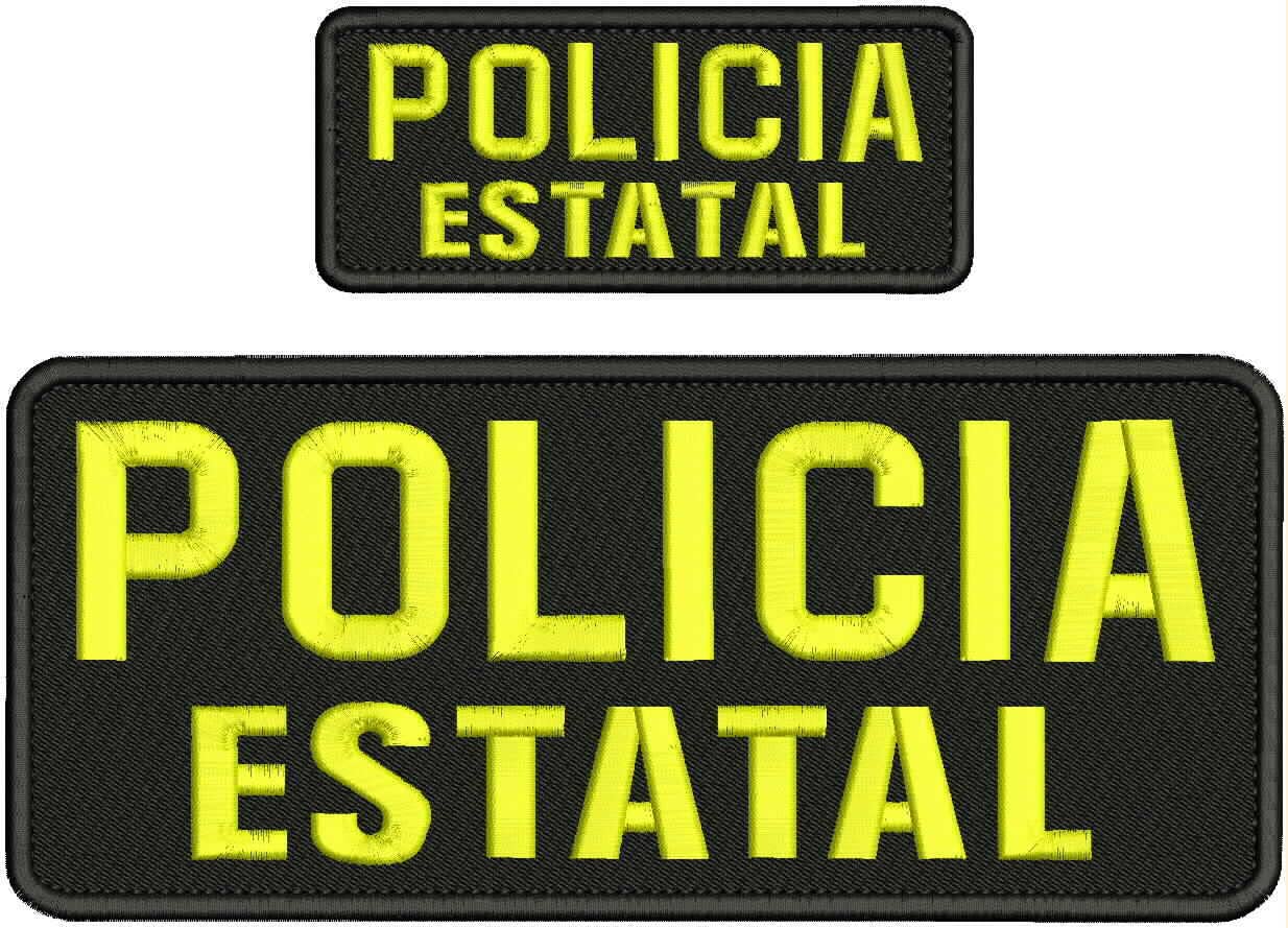 Special Patches for Velcro Patches for Uniform for POLICIA ESTATAL EMB Patch 4X10 and 2X5 Hook ON Back BLK/Yellow Model-Q-X989-248