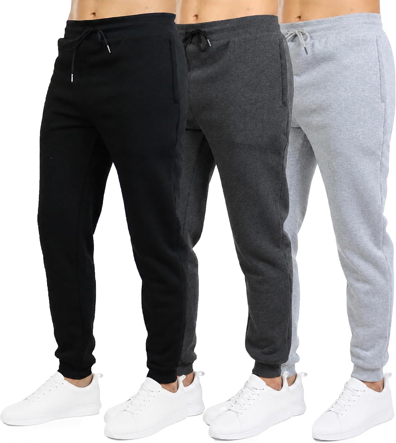Galaxy by Harvic Sweatpants for Men 3-Pack Slim Fit Fleece Joggers Elastic Waist Mens Jogger Sweatpants (S-3XL)