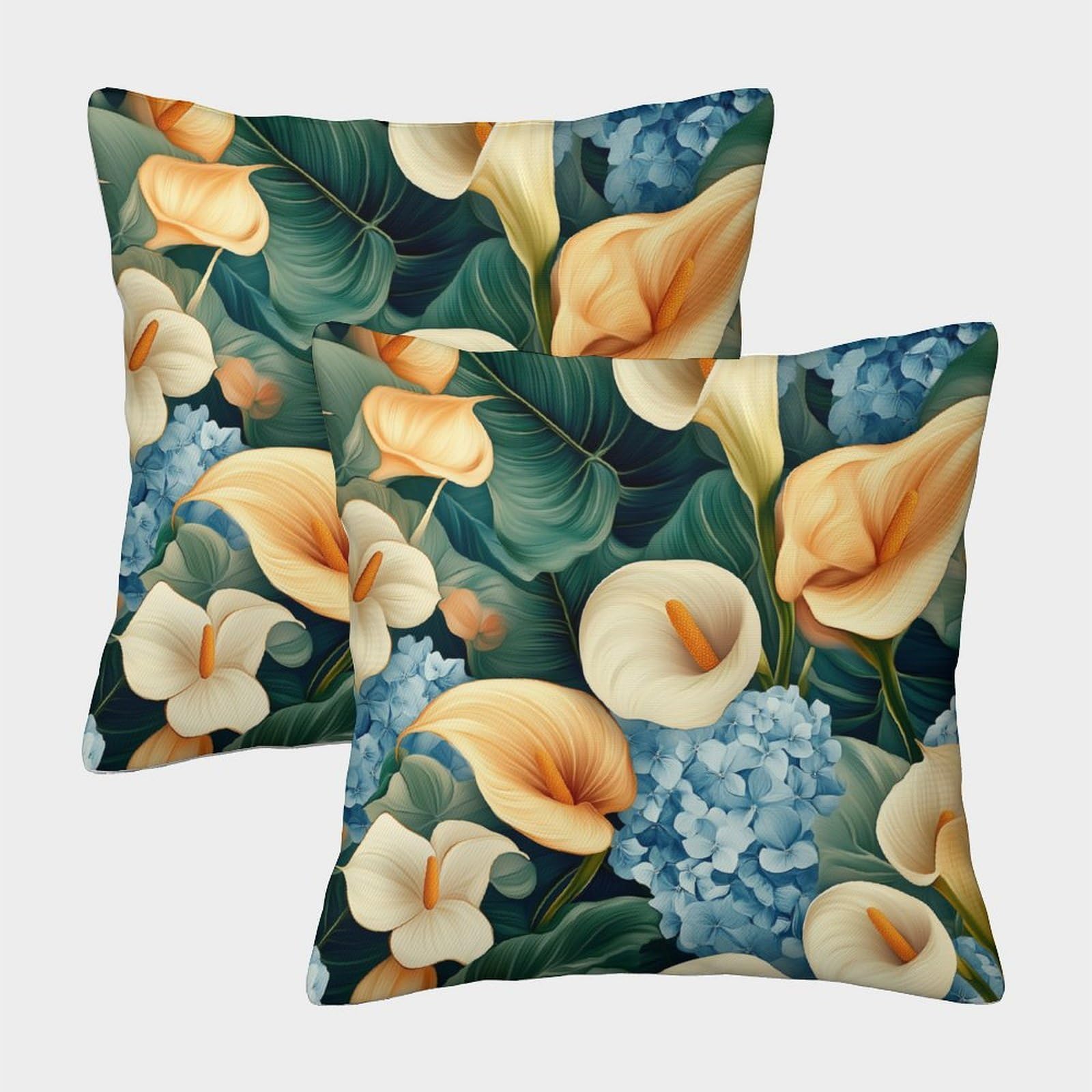 kaiyun 2 Pack 3D Floral Pattern Cushion 3D Calla Lily Hydrangea Soft Touch Pillowcase,sofa Chair Home Furnishings 50x50cm