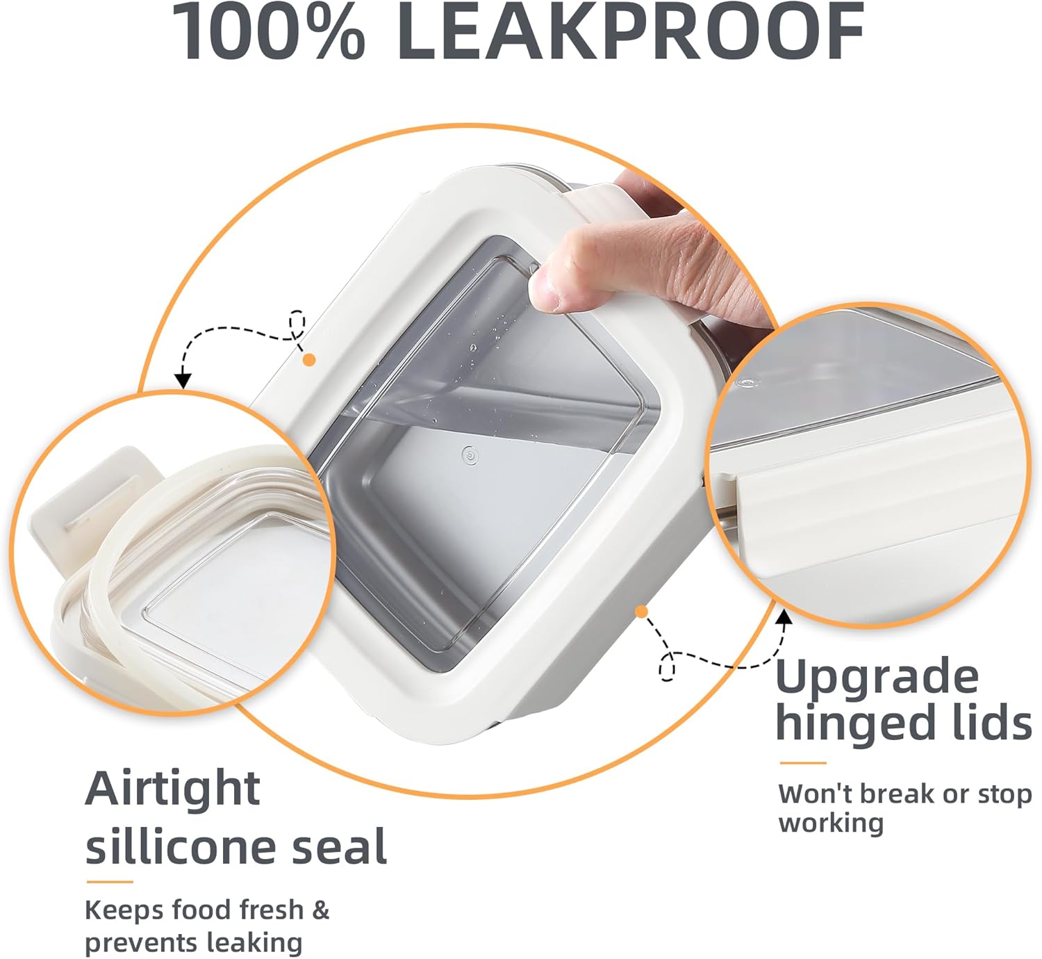 BEFOY Stainless Steel Snack Food Storage Container with Lids 4PCS 22.8OZ Leak Proof & Airtight Bento Box Lunch Container for Kitchen Meal Prep freezer Rectangular,Reusable & Stackable(white) - Image 5