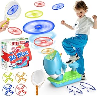 Haozozo Outdoor Toy from 3-10 Years, Boy Girl, Pack of 36 Flying Saucers, Propeller Toy for Outdoors, Outdoor Games for Children, Garden Toy, Children Outdoor from 3-10 Years