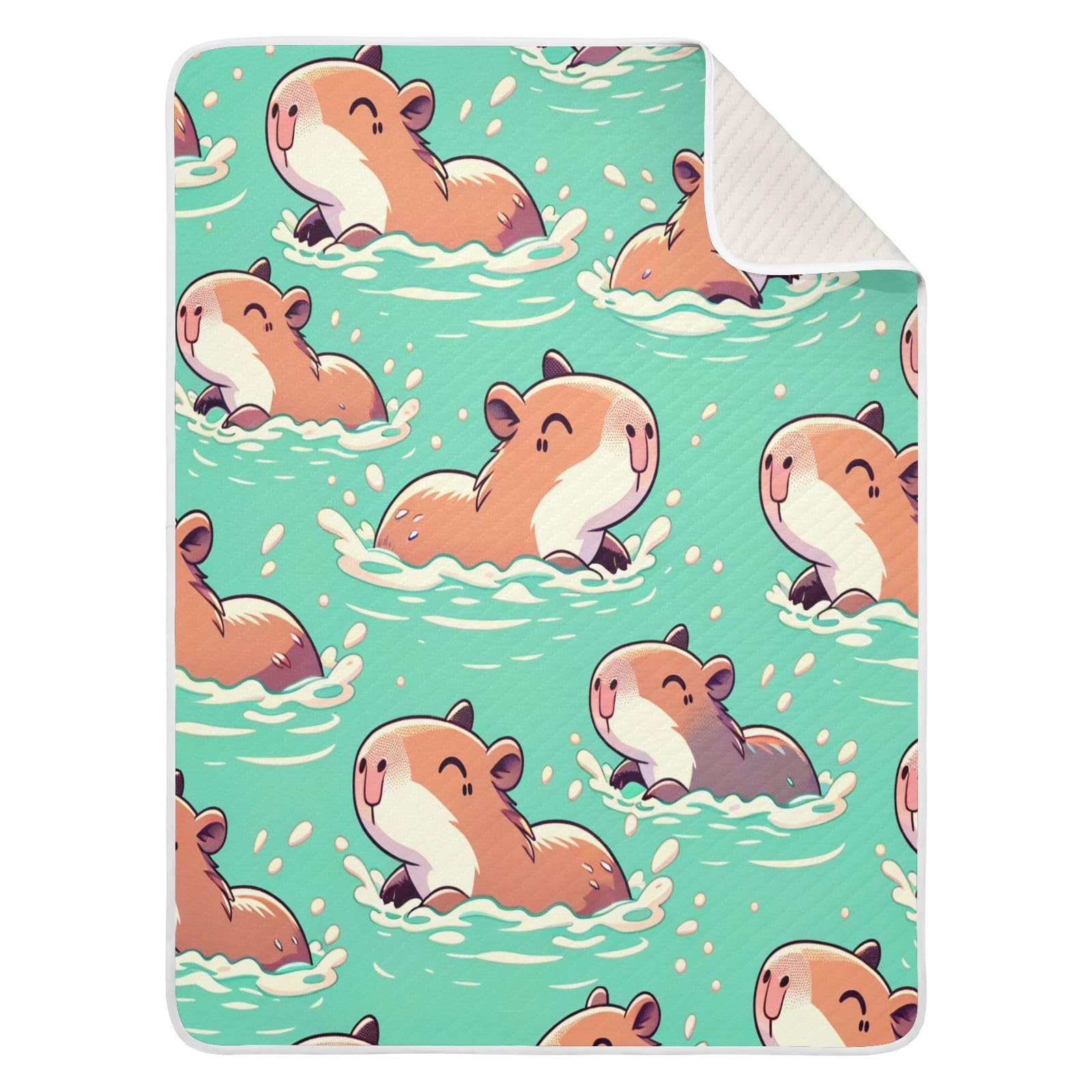 Haskirky Swimming Capybaras Baby Blanket, Cozy Super Soft Warm Baby Blankets for Unisex Boys Girls Breathable Newborn Receiving Blanket 30 x 40 Inch