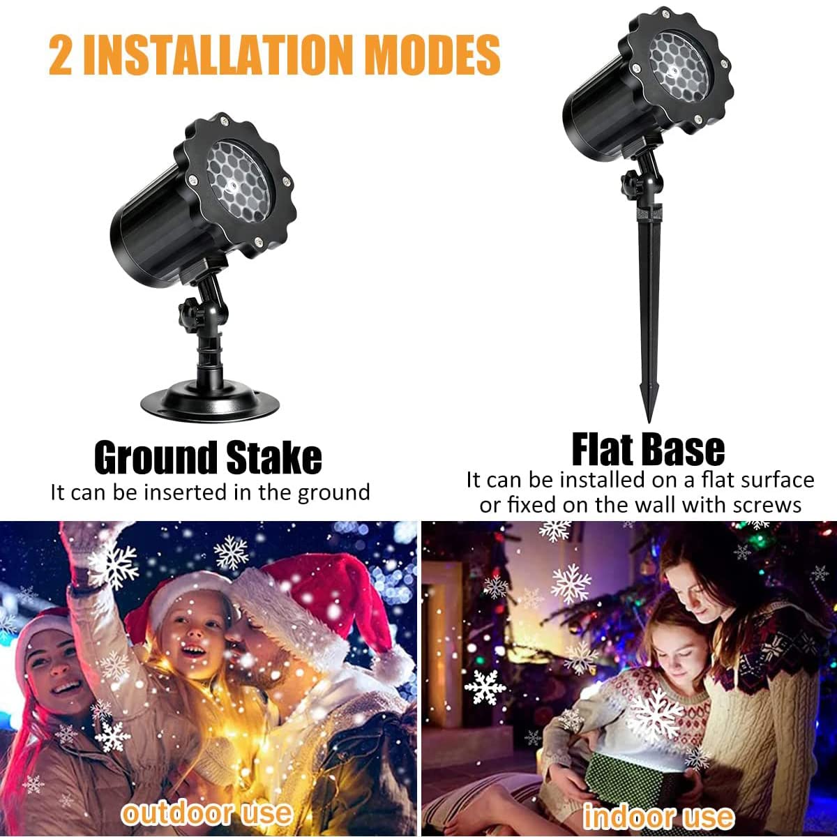 Proiettore di luci di Natale per esterni Impermeabile, fiocco di neve Proiettore di luce per nevicate Luci a LED Decorazione natalizia Luce di paesaggio rotante regolabile per Halloween Festa di Capod