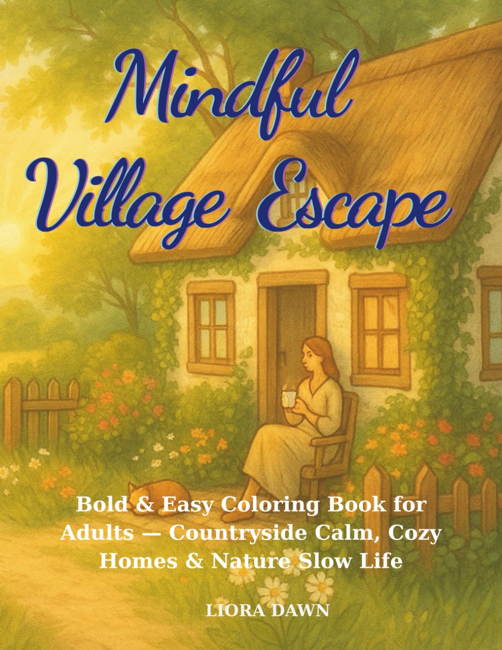 Mindful Village Escape: Bold & Easy Coloring Book for Adults — Countryside Calm, Cozy Homes & Nature Slow Life