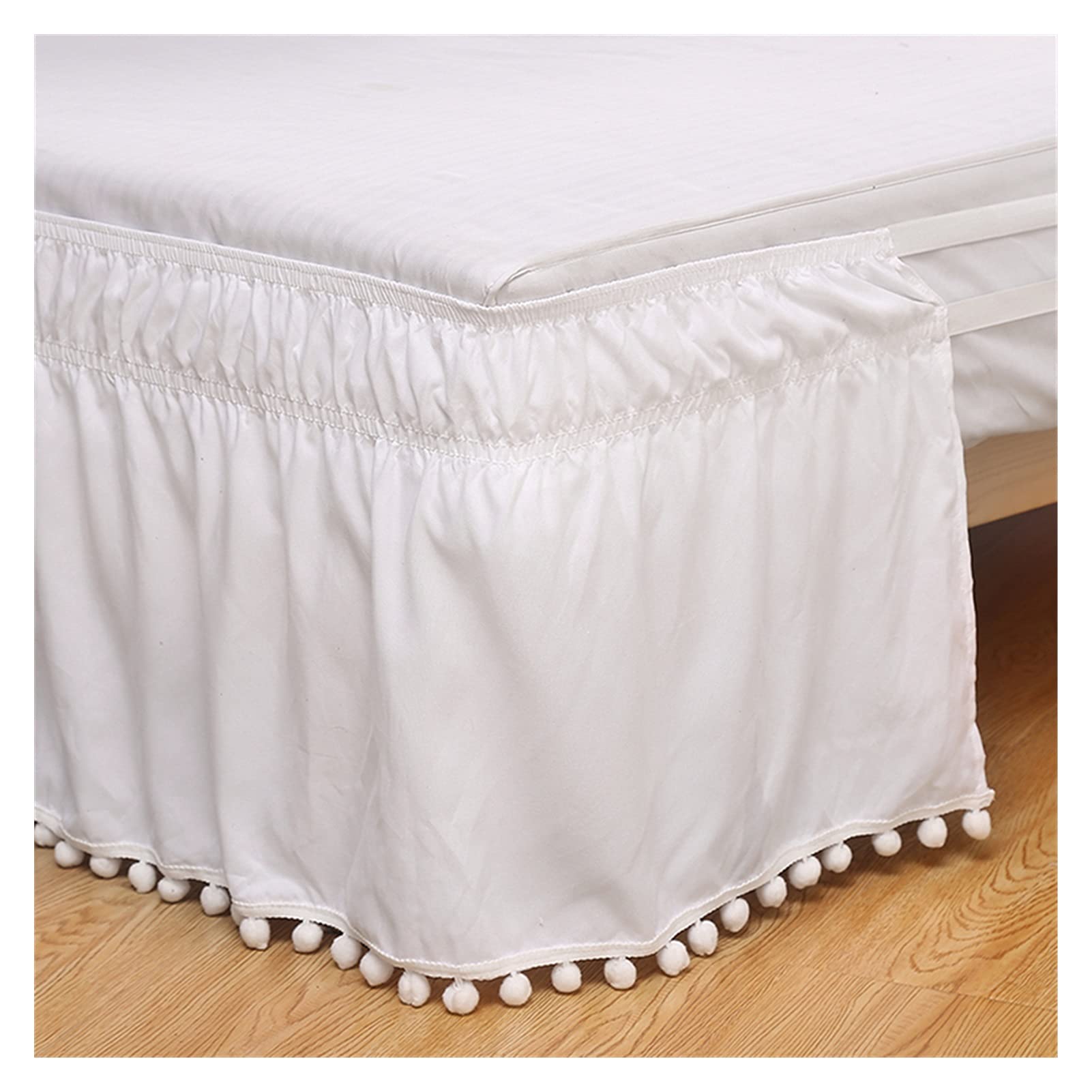Gonna Letto Giroletto 4 Strati Arricciata, Con Elastico, Microfibra Poliestere, Per Materasso 150x200x45 Cm (Queen) - 3