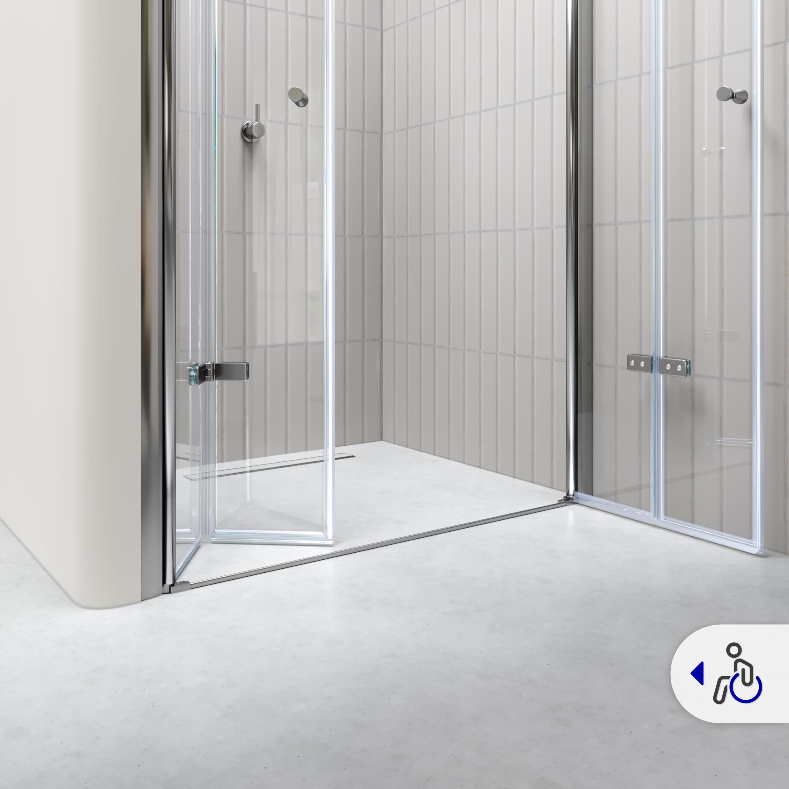 Mampara de Ducha Lena DT877 108-112x195 cm con Puertas Plegables, Perfiles Cromados y Cristal Templado Transparente