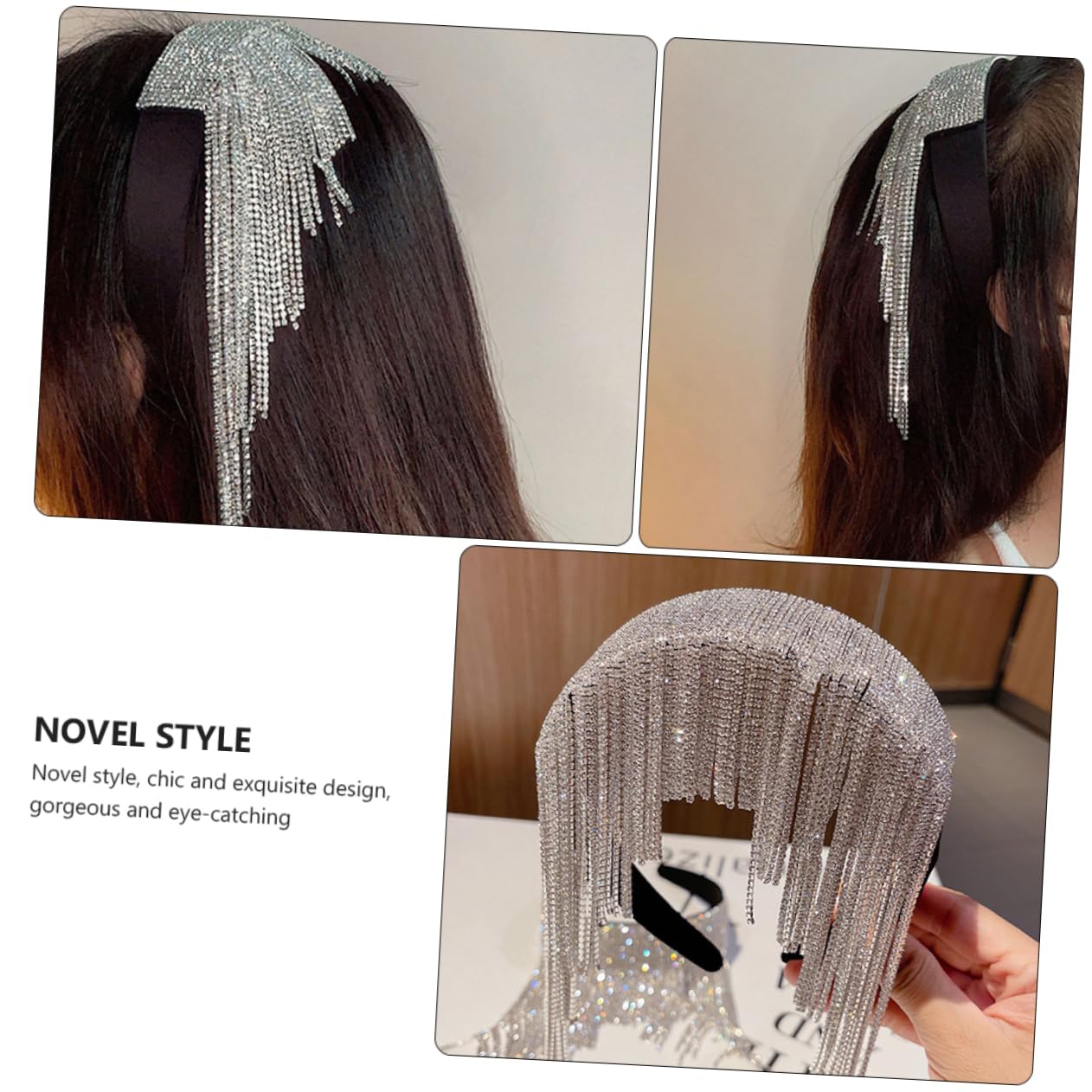FRCOLOR 3stücke Sparkly Rhinestone Haarband Mit Eleganten Fransen Stilvolles Damen-haaraccessoire Für Besondere Anlässe Und Leicht Und