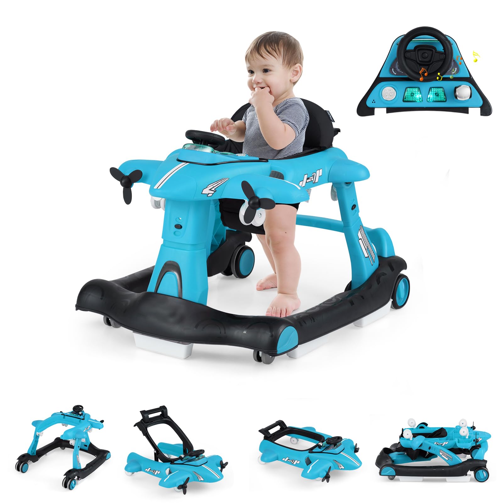 GOPLUS 6-in-1 loophulp, loopwagen met instelbare snelheid en 3