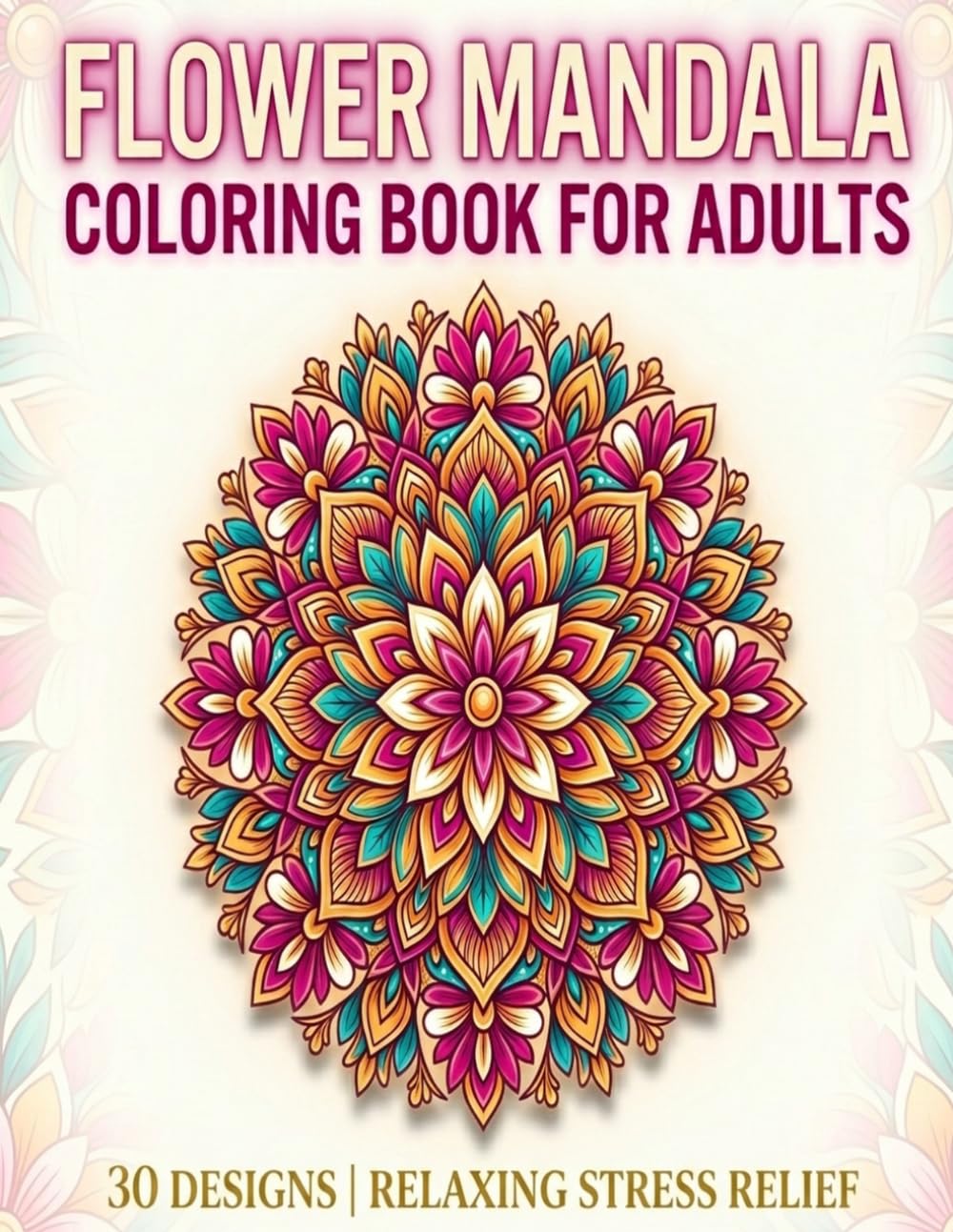 Stress Relief Flower Mandalas: 30 Unique Floral Designs for Adults (Stress releif Mandala coloring)