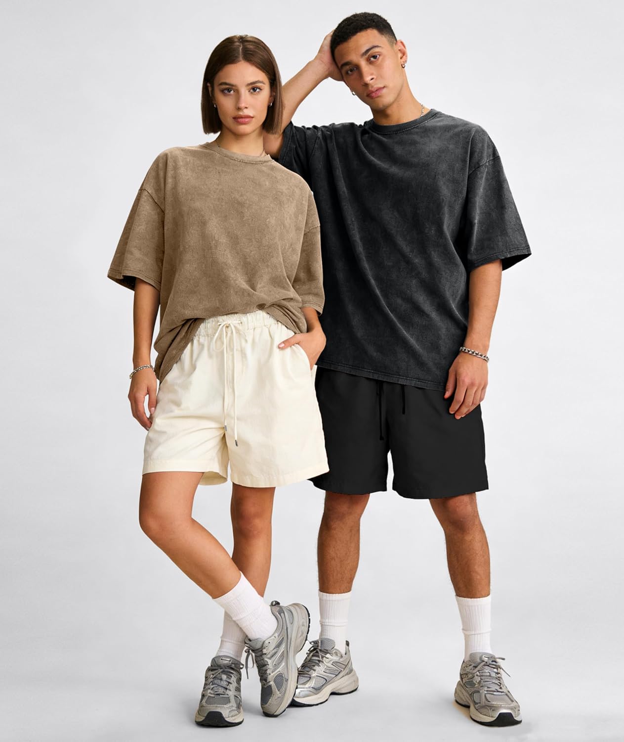 Little Beauty Men's Oversized T-Shirts Heavyweight Cotton Vintage Washed Tee Shirts Unisex Casual Streetwear Baggy Tops - Image 2