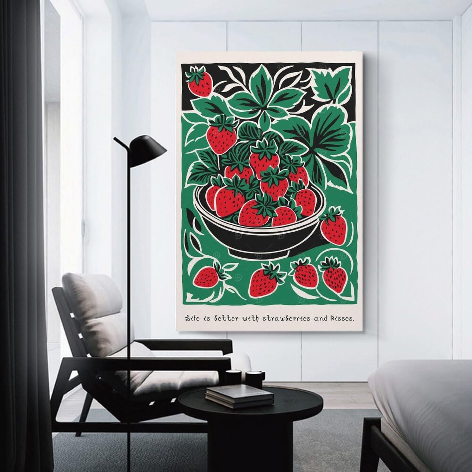Junmoney Strawberry Quote Art Room Decor Wall Art 20x30inch(50x75cm), for Corridors, Hallways Or Apartment Entries, Decorative Wall Art for Narrow Spaces