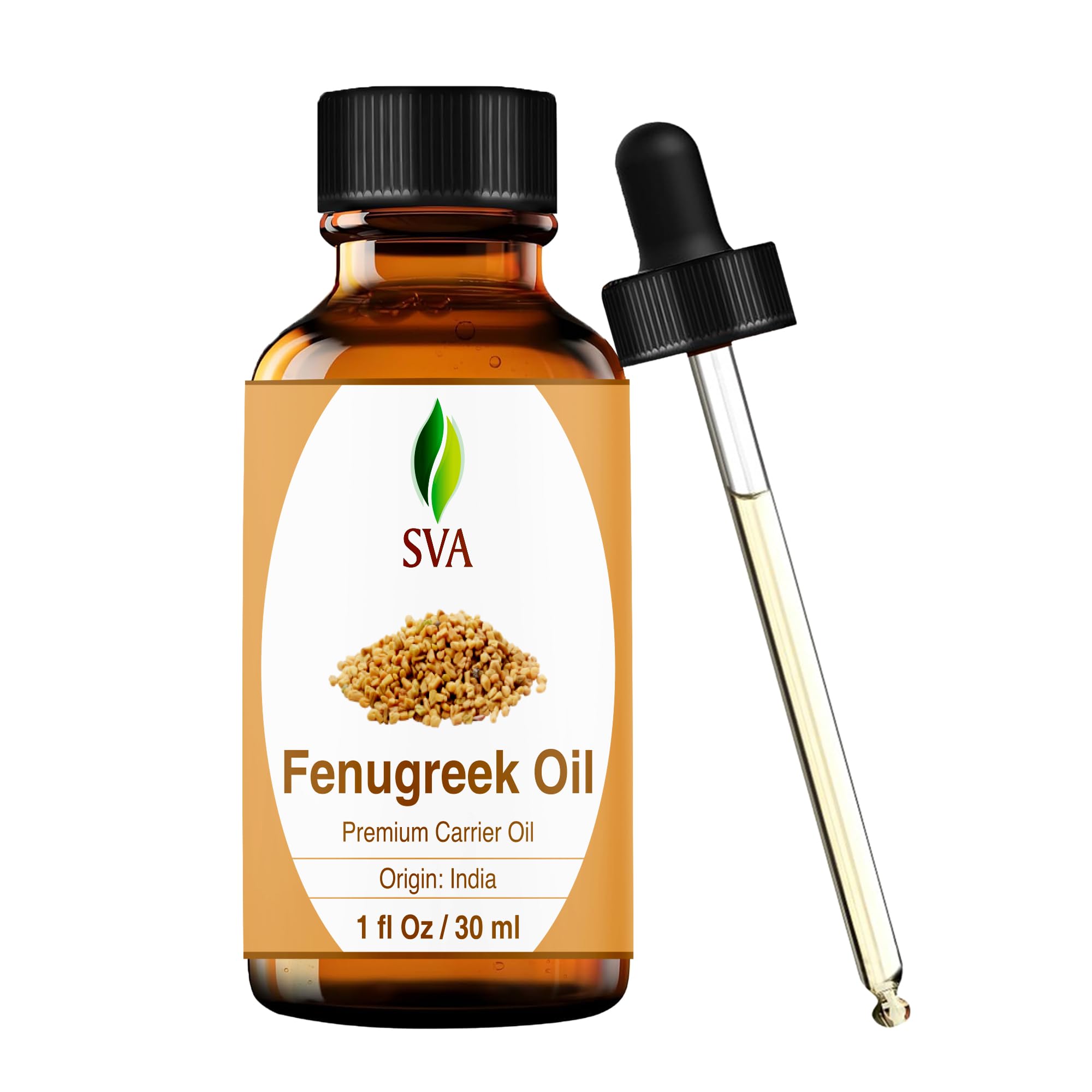 SVA ORGANICS Fenugreek Oil 1oz (30ml) Premium Carrier Oil with Dropper for Hair Care, Hair Oiling, Scalp Massage & Skin Care
