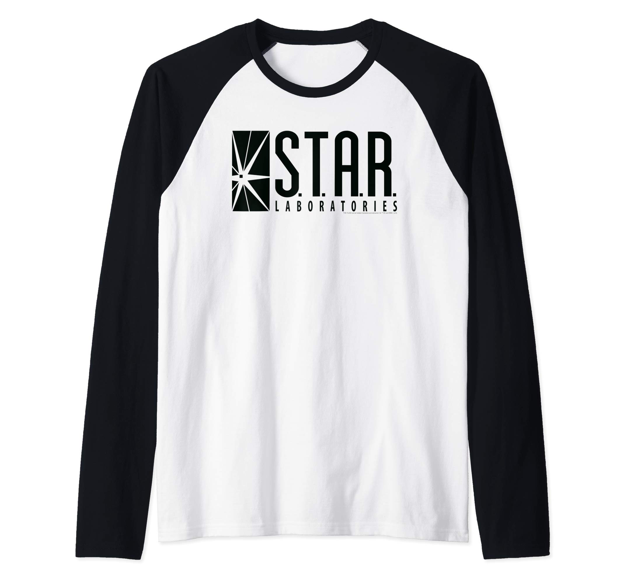 Flash Star Labs Logo Black Raglan Baseball Tee