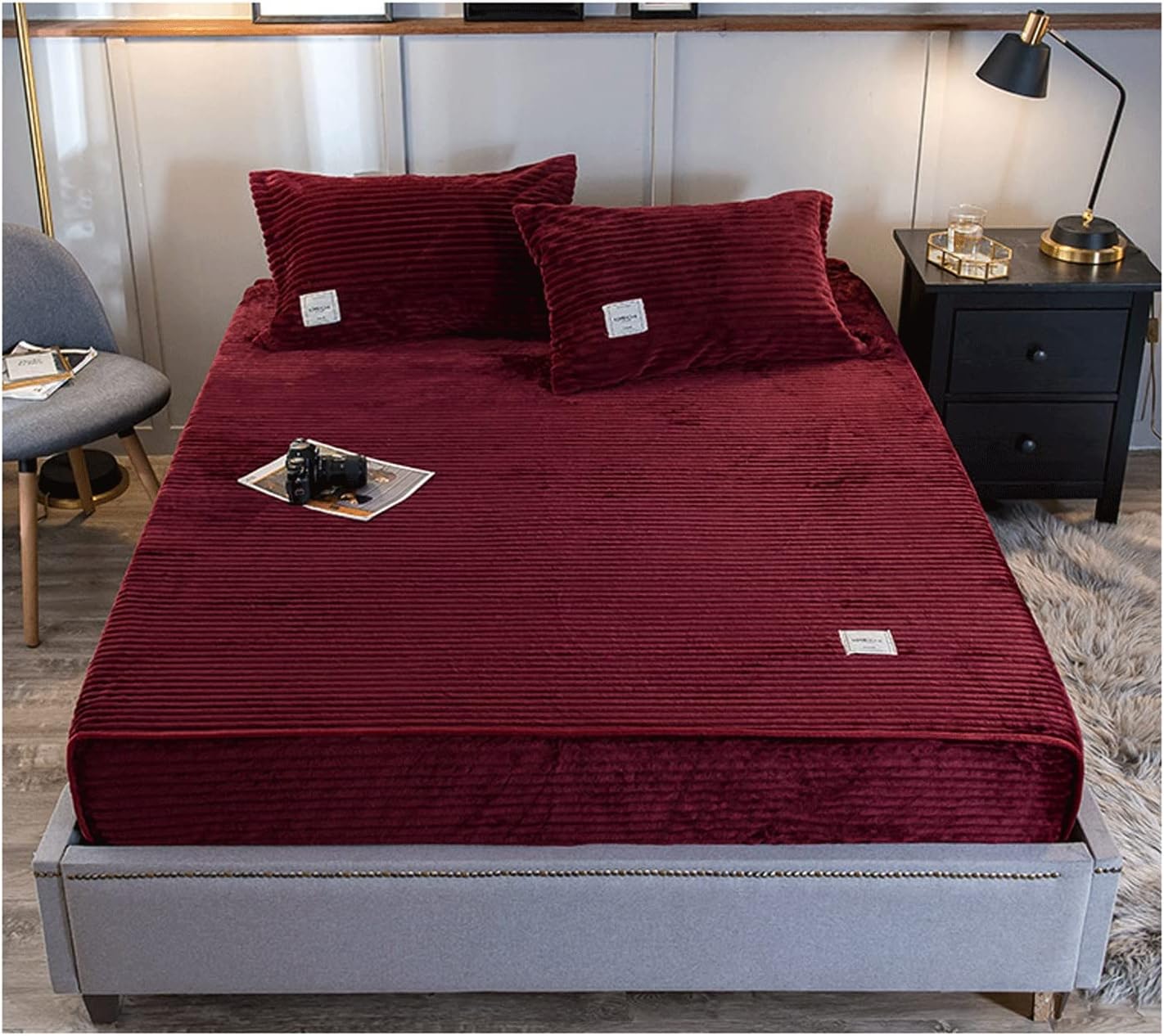 Velvet Fitted Sheet Small Double Queen Super King Fleece