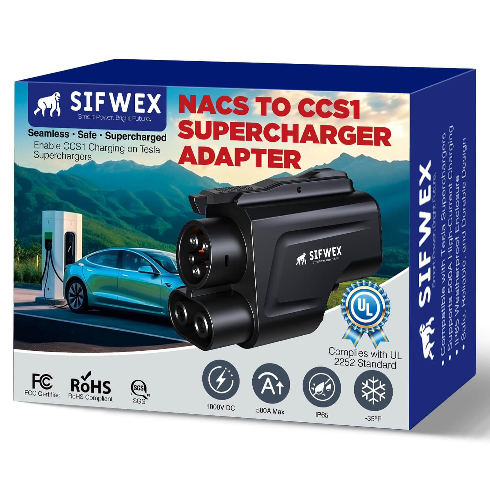 Photo 1 of SIFWEX NACS to CCS1 Adapter | UL2252 Standard Tested (SGS Verified) | 500A 250kW Fast Charging | Enables CCS1 EVs to Use Tesla Supercharger | Waterproof | Lock Design | Portable EV Charger Adapter