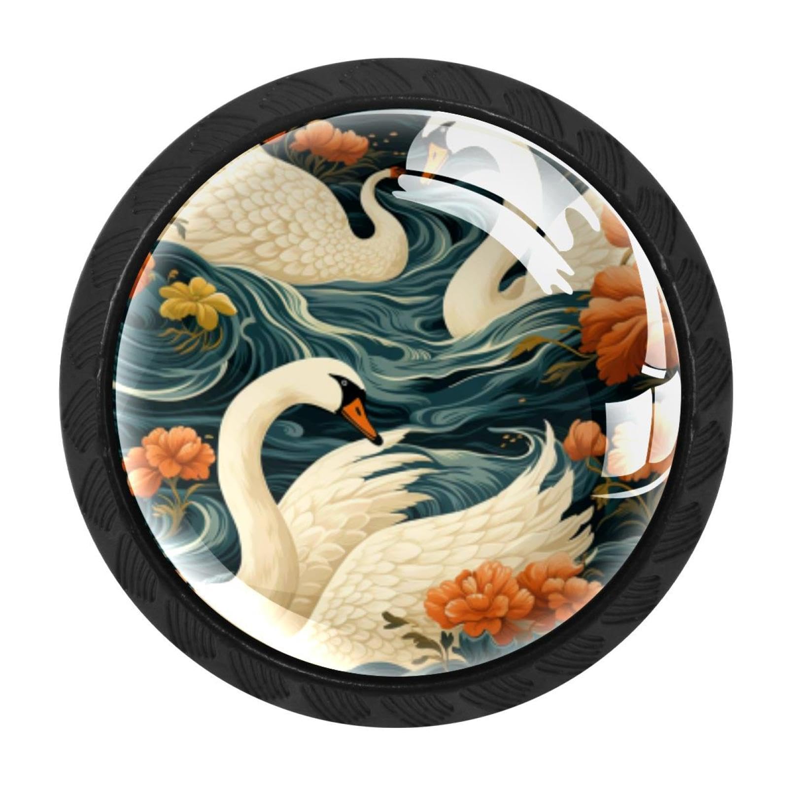 Chenzzzz Multicolored 10 4 Pieces Swan Drawer Knobs, 35Mm Black Cabinet Knobs, Drawer Pulls And Knobs, Dresser Drawer Knobs, Cabinet Hardware Kitchen Cabinet Knobs