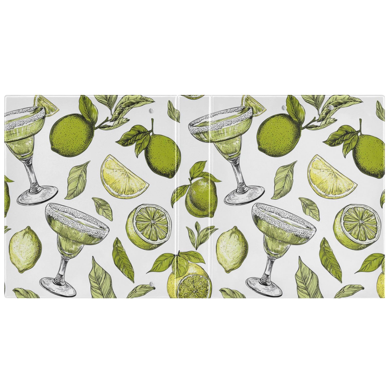 Kcldeci Raccoglitore a 3 anelli con copertina rigida, limone alcool, cocktail, 3,8 cm, anelli rotondi con tasche interne, per scuola, ufficio, ricette, raccoglitori, confezione da 2