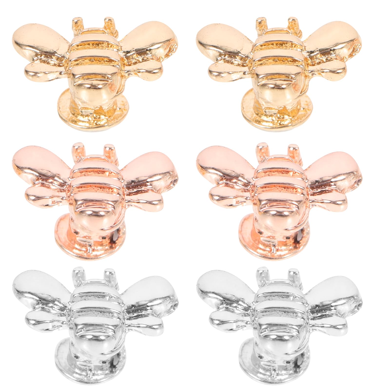Mikikit 6pcs Rose Watch-gold Shaped Bee Shape Assorted Silicone Bands Nail Decorative Jewelry Silver Charm for Watchband Decoration Studs Strap Compatible Band with Decor Nails Watch
