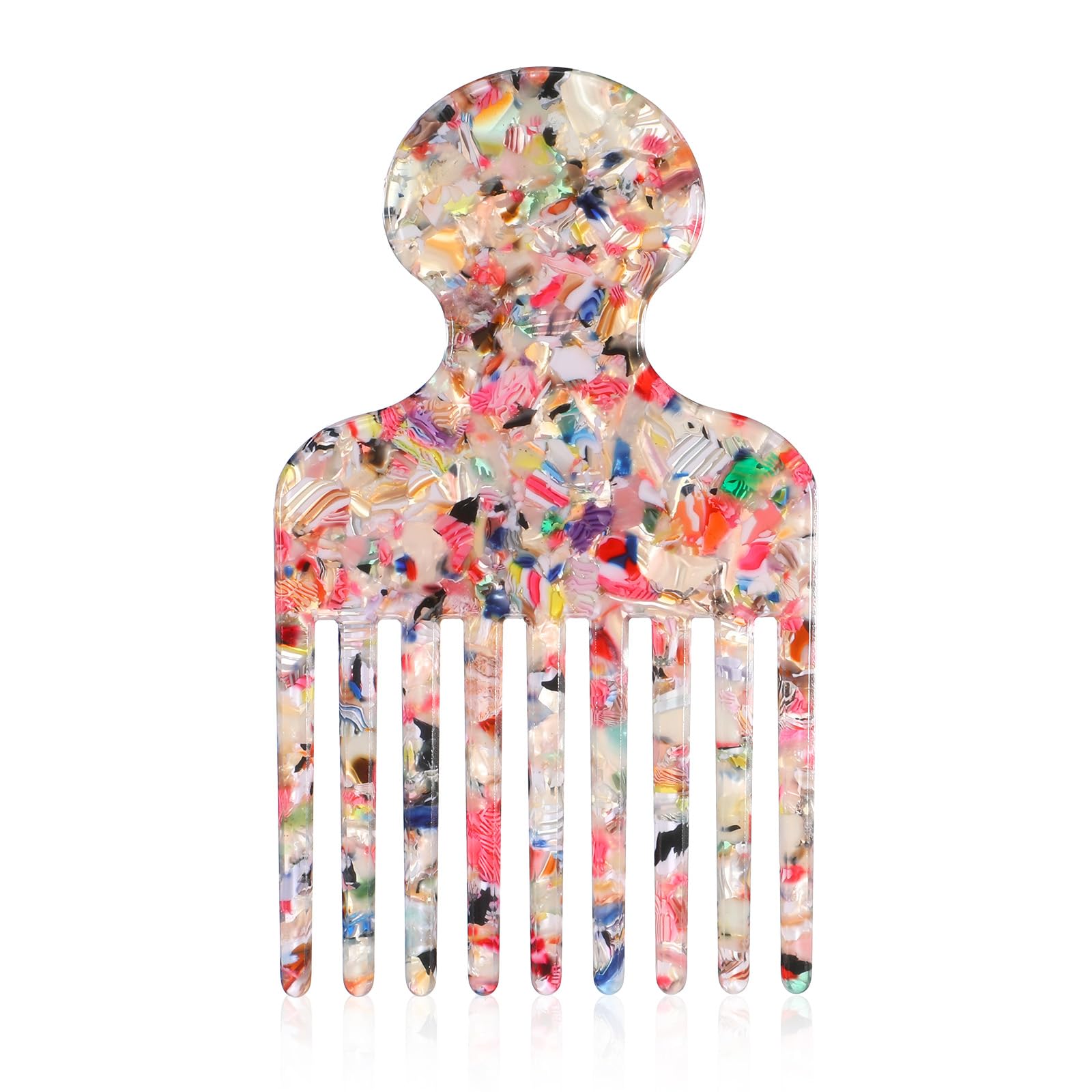 Hair Pick Comb for Women Men 4.8'' Detangling Lifting Combs Wide Tooth Comb for Curls Acetate Combs Hair Styling Tool(Colorful)