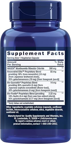 Miniatura 2 de Life Extension NAD+ Cell Regenerator™ y Resveratrol Elite™*, ribósido de nicotinamida, trans-resveratrol, quercetina, fisetina, salud cardíaca