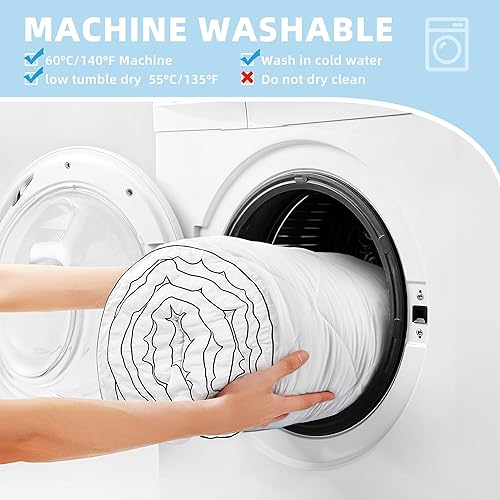 Miniatura 7 de DWVO Cubrecolchón de tamaño matrimonial, almohadilla de colchón refrescante, colchón de felpa gruesa alternativa de relleno de plumón, funda