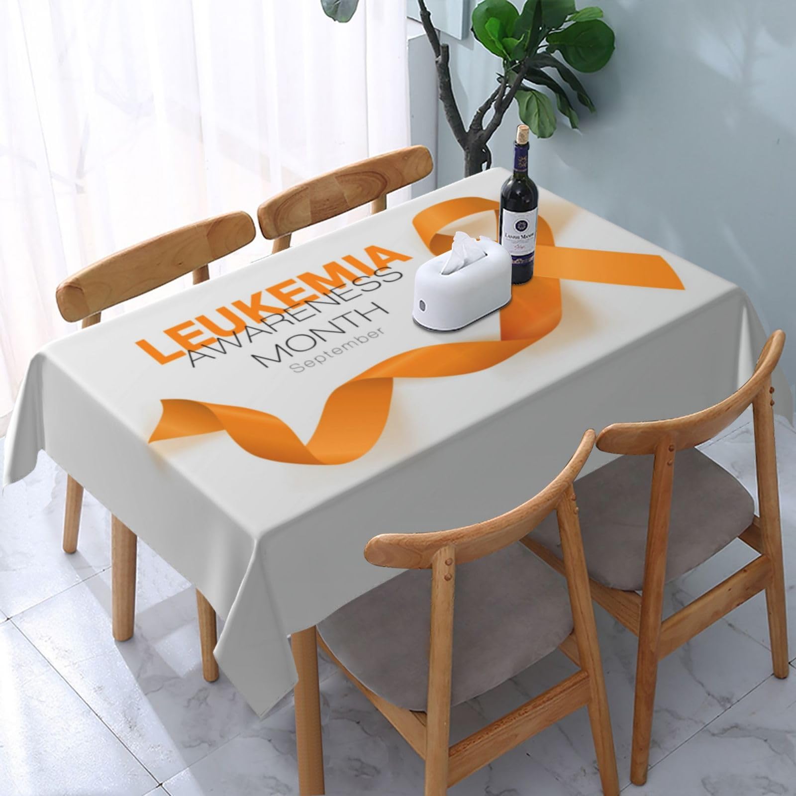 JunHeArt Leukemia Awareness Month Tablecloth Rectangle Table Cover Washable Table Cloths Decor For Kitchen 54" X 72"