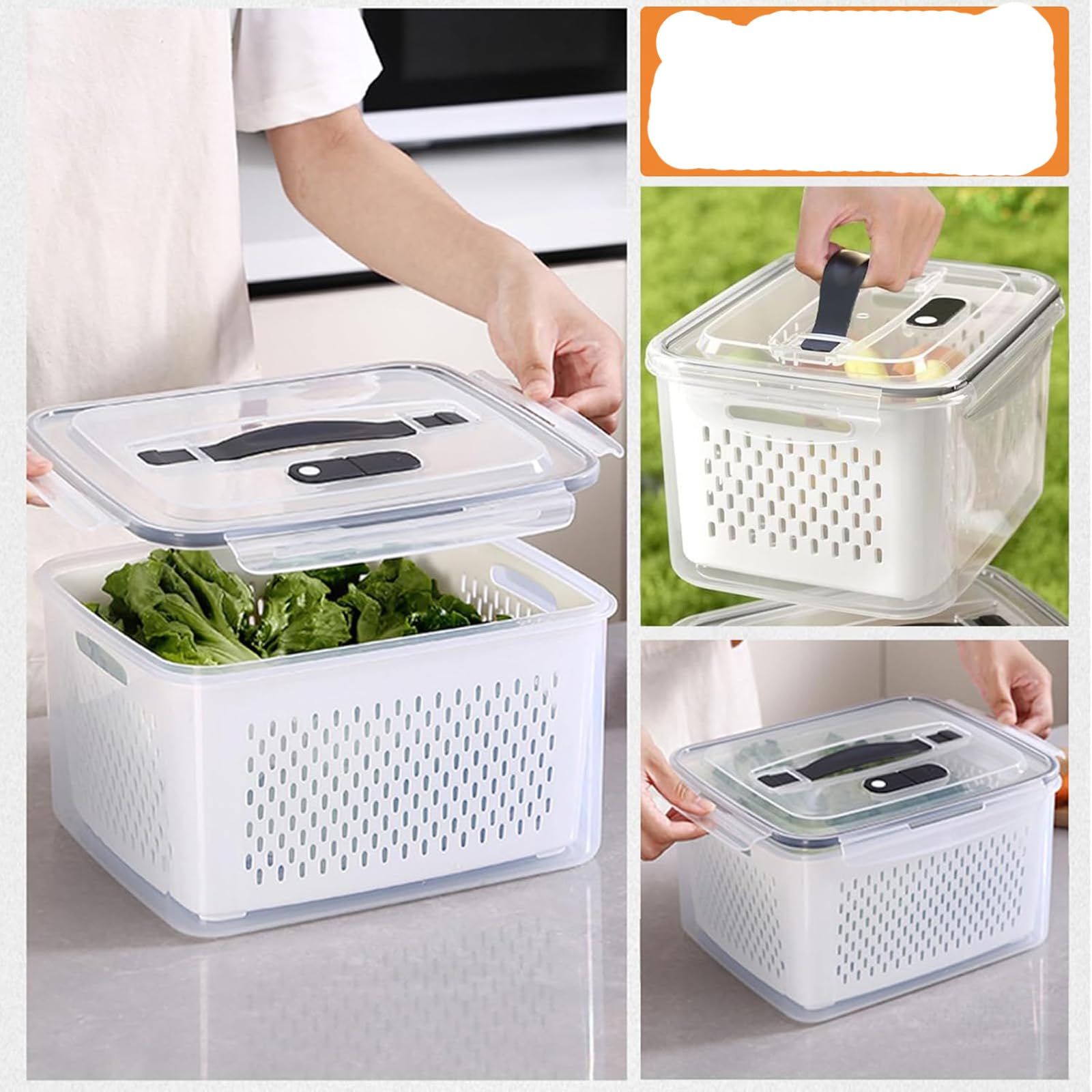 4 Stück Kühlschrank Vorratsdosen, BPA Frei Kunststoff Vorratsdosen Set Frischhaltedosen Set Frischhaltedosen Kühlschrankdicht und teilbar Kühlschrank Organizer Set Salat