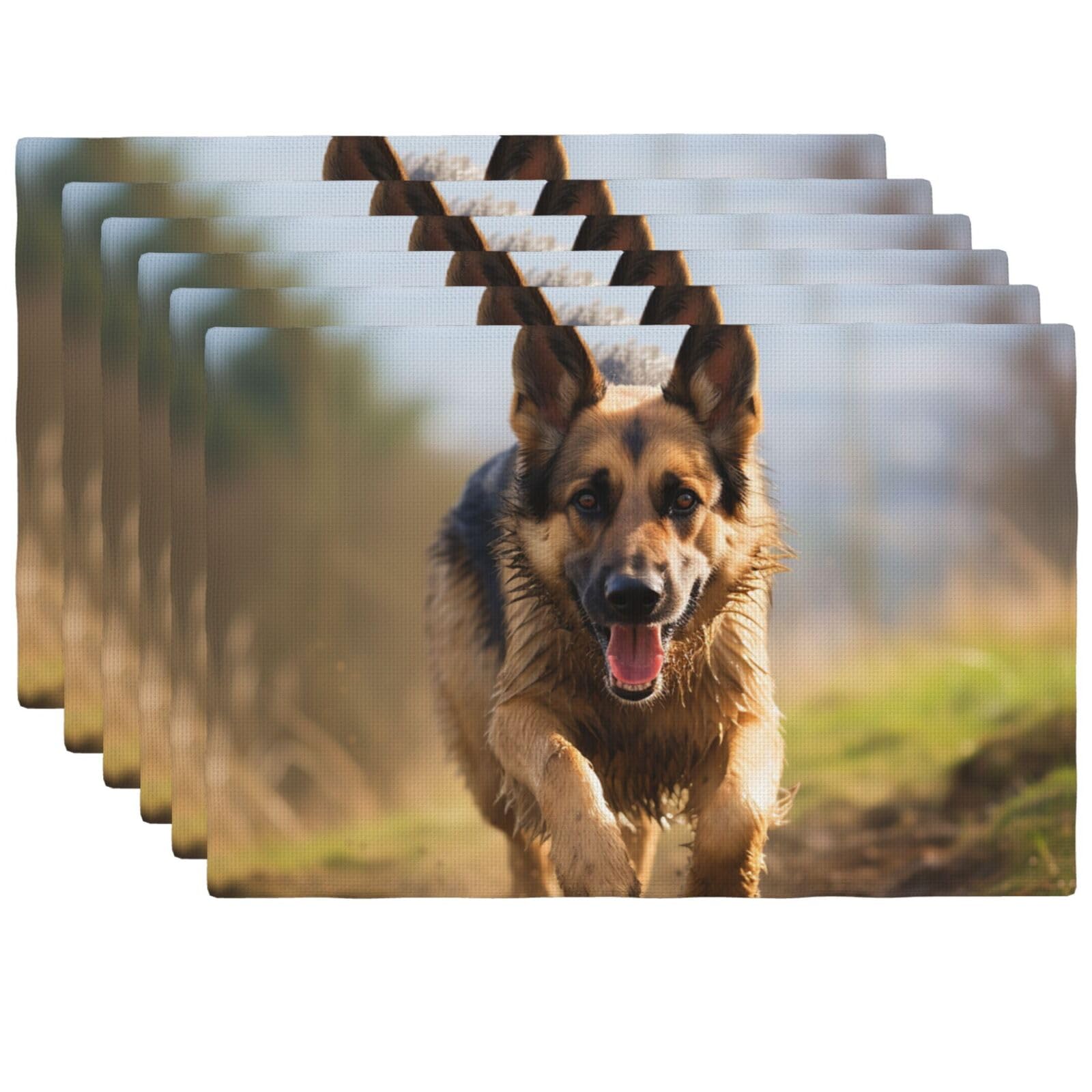 Set de table en lin thermorésistant lavable avec motif imprimé chien