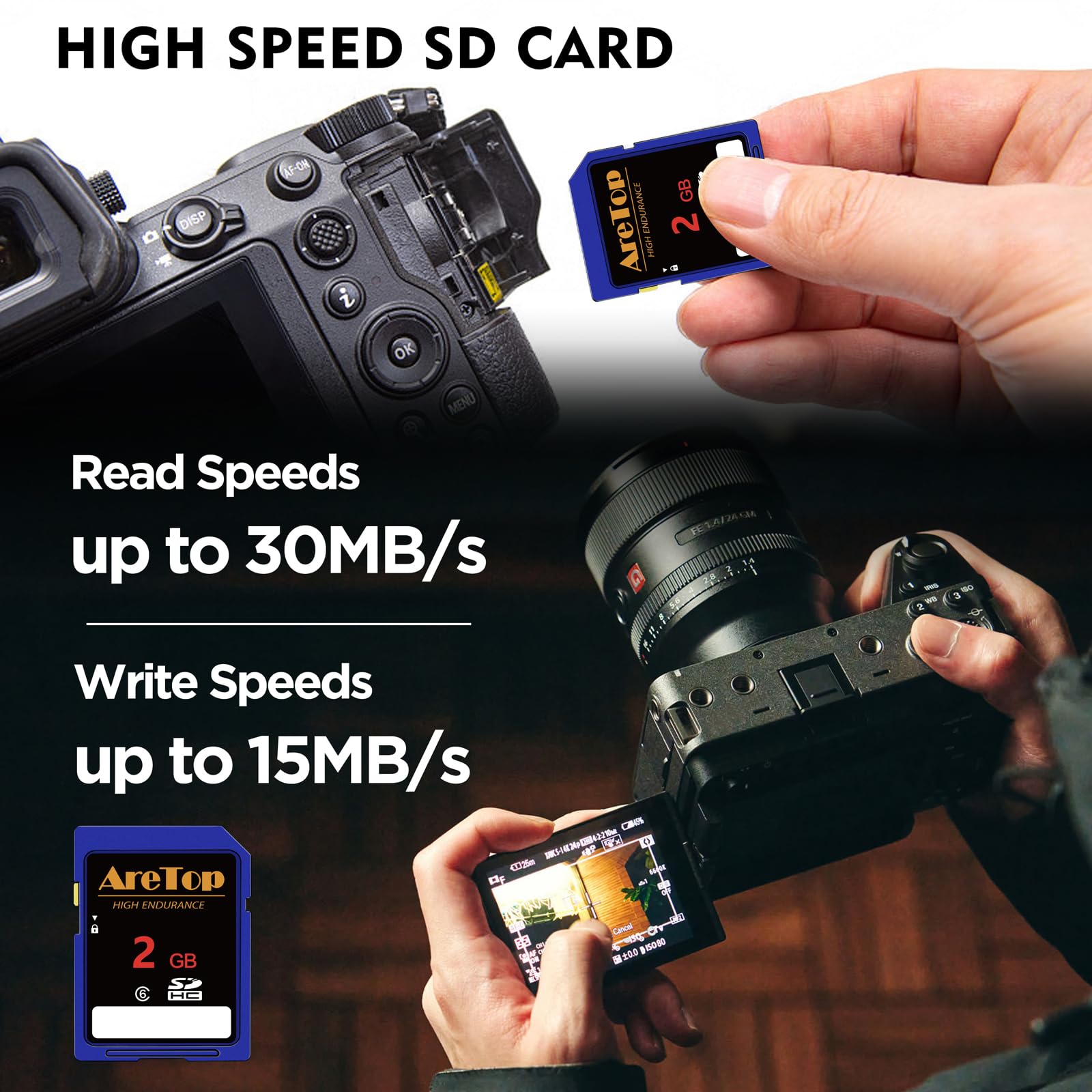 AreTop Tarjeta SD de 2 GB, paquete de 5 tarjetas de memoria SDHC UHS-I Clase 6, paquete de 5 tarjetas digitales seguras de video Full HD de 2 GB para cámaras, DSLR, cámaras de acción y cámara de